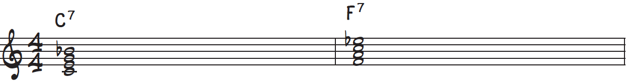 C и F доминирующие септаккорды в основной позиции