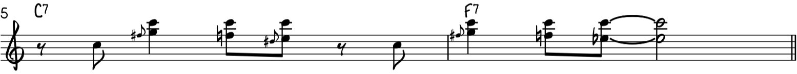 Легкий фанковый блюзовый фортепианный рифф 2, в котором используются блюзовые слайды и гармонизированные ноты.